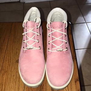 Pink Timberland boots waterproof